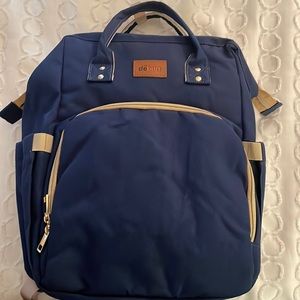 Navy blue diaper bag backpack with changing pad